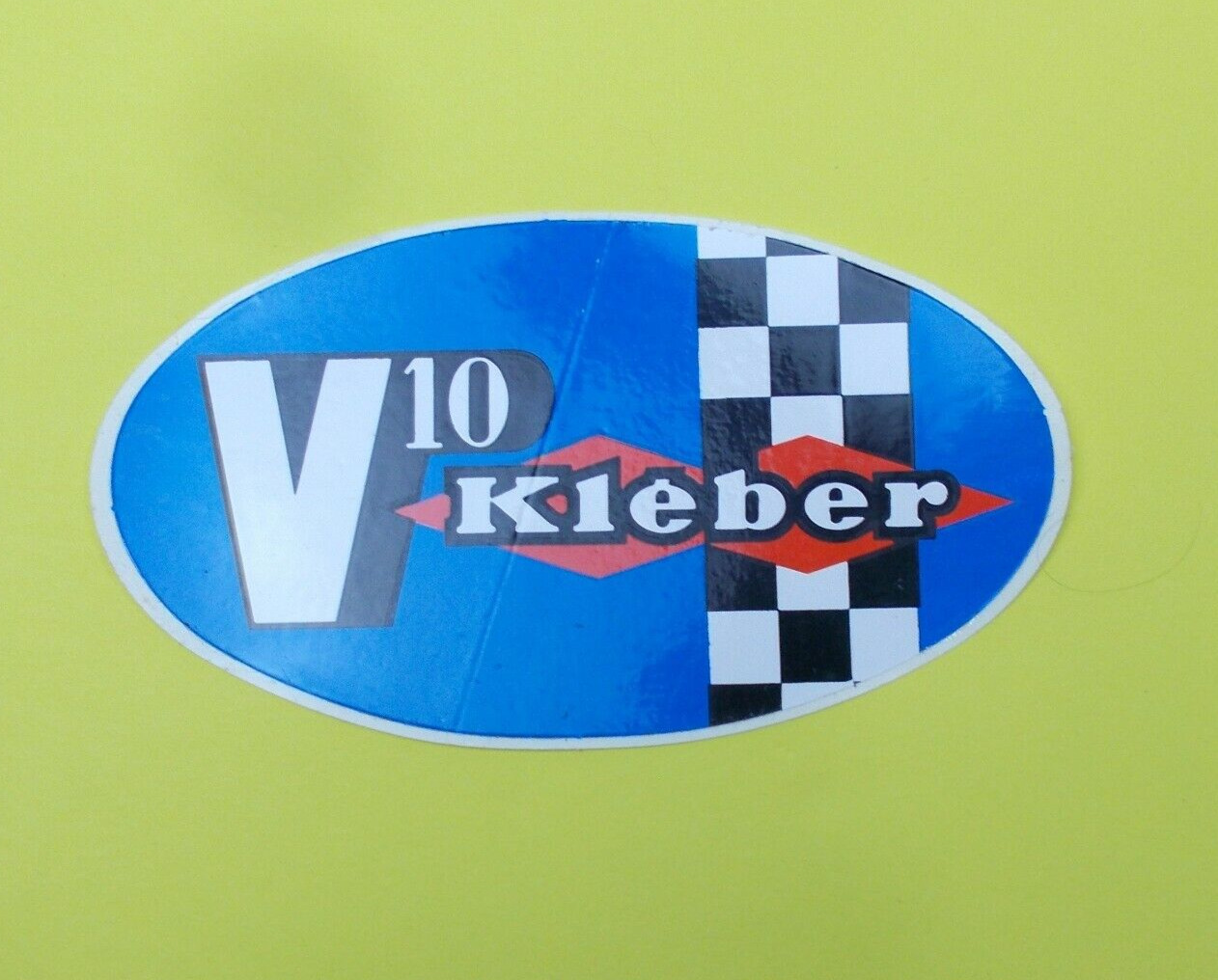 Vintage  NOS Kleber tires checkered  flag  rally racing  oval decal sticker 