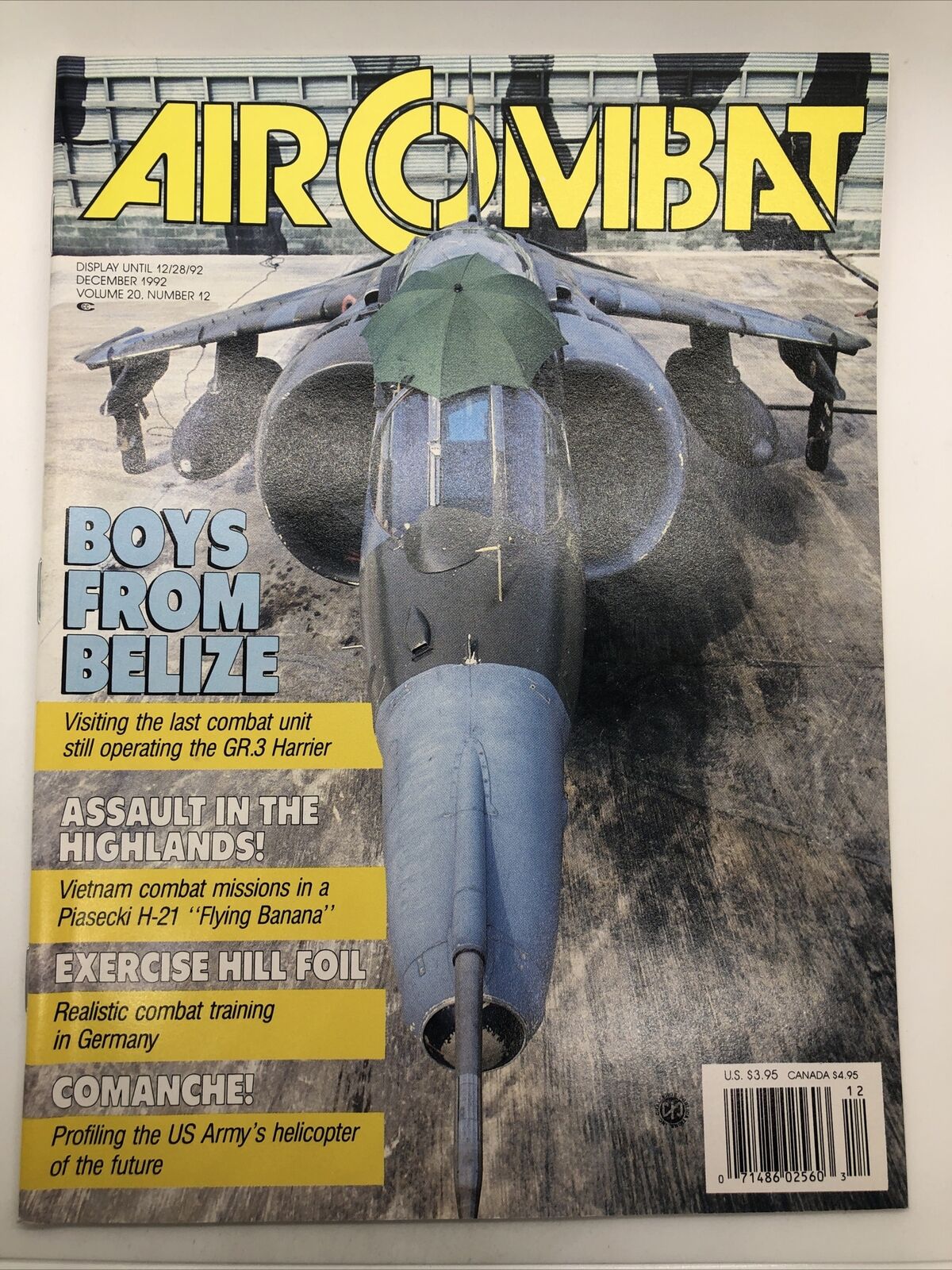 vintage AIR COMBAT Magazine December 1992 Volume 20 # 12 w/ centerfold poster