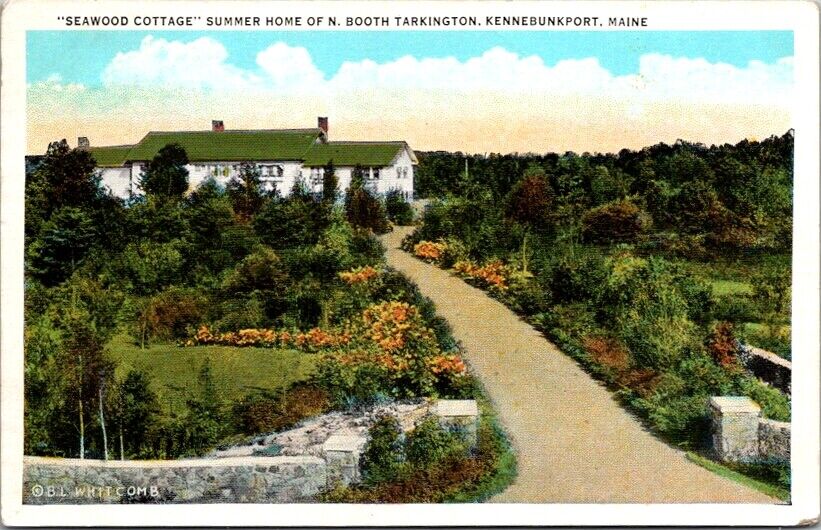Postcard Seawood Cottage Home Booth Tarkington Kennebunkport Maine ME 1935  S548