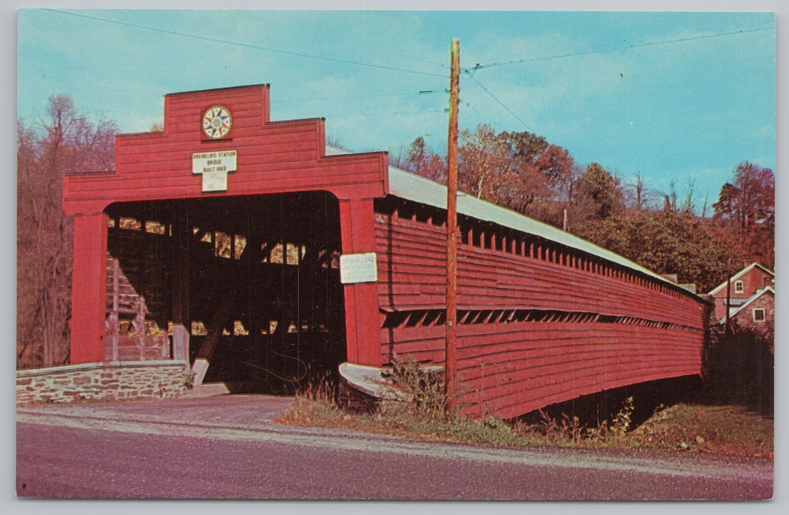 Lenhartsville Pennsylvania~Covered Bridge~Dreibelbis Station~Vintage Postcard