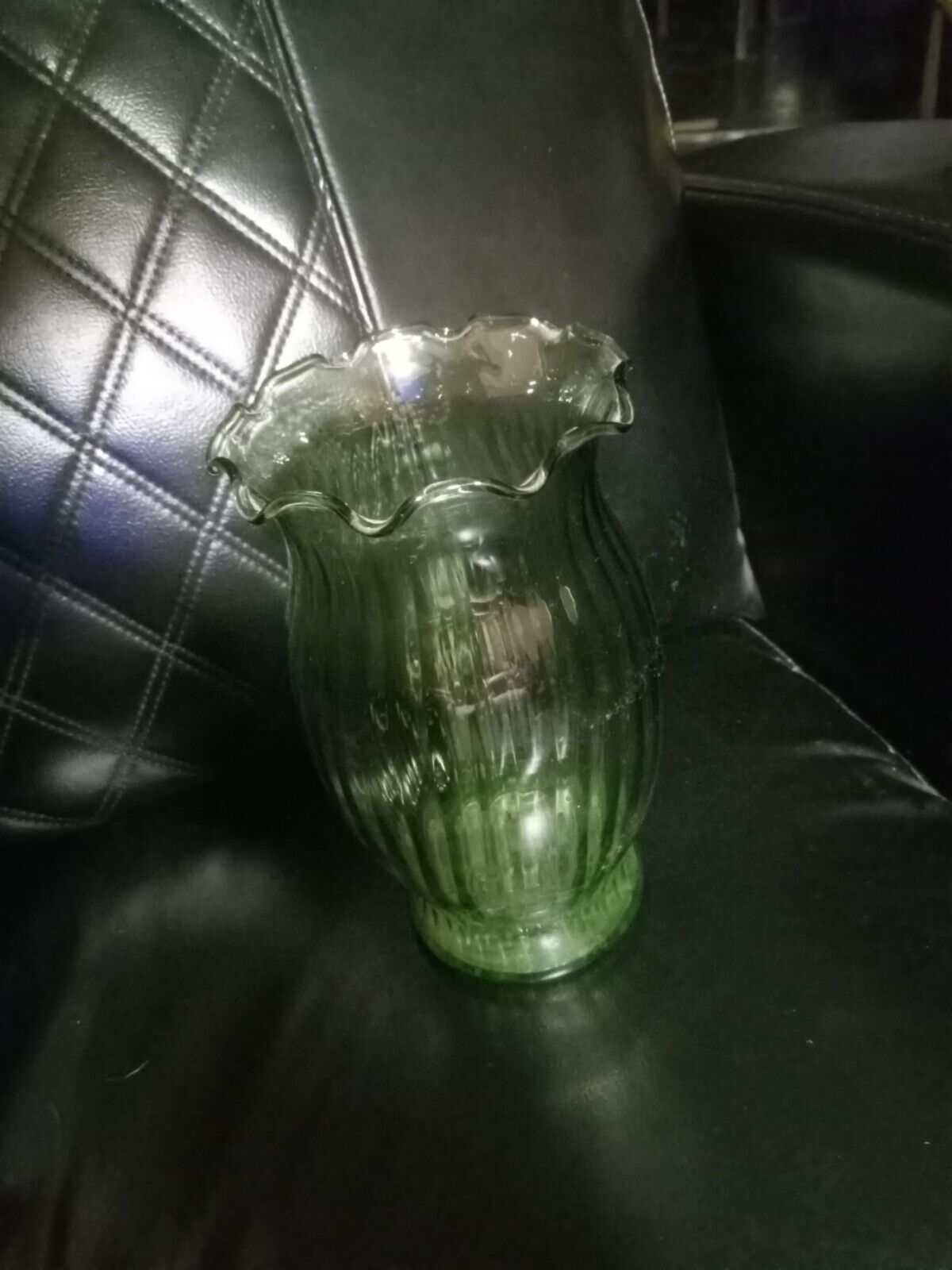 vintage green swirl vase