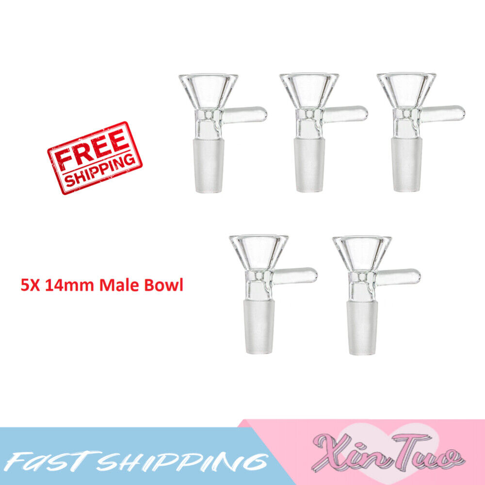 5X 14MM Male Glass Bowl For Water Pipe Hookah Bong Replacement Head