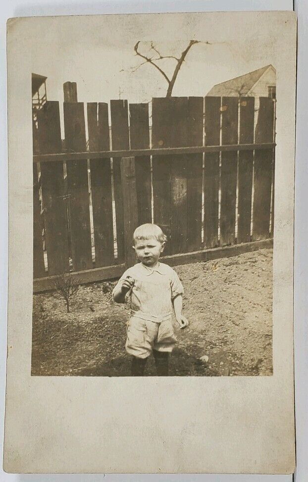 Adorable Polish Child in Yard RPPC c1907 Postcard J12
