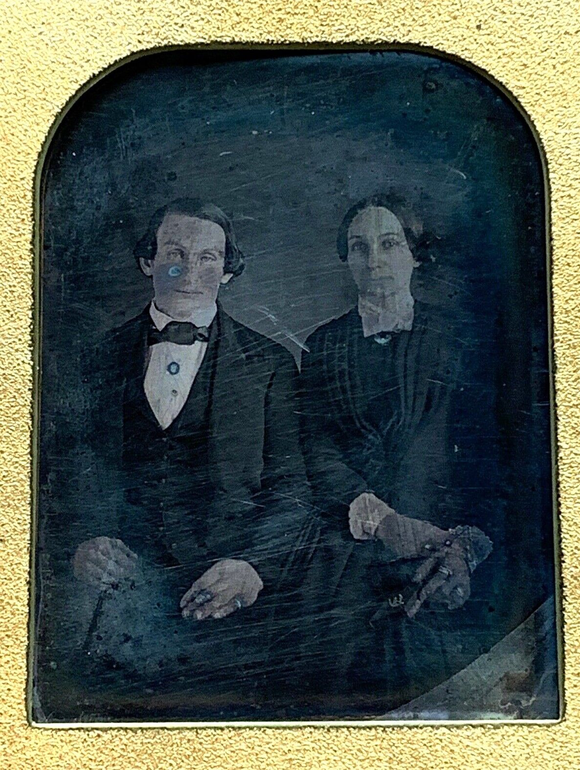 Syracuse NY Estate c 1851 1/4 Quarter Plate DAGUERREOTYPE Man & Wife Period Case