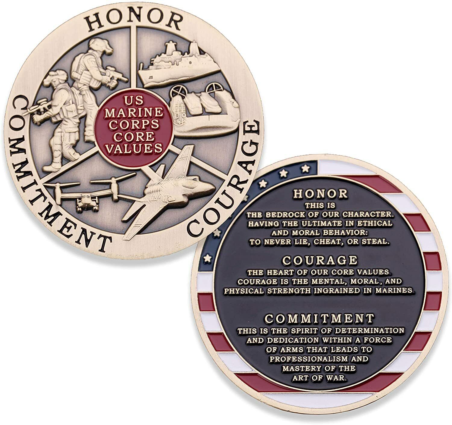 USMC Marine Corps Core Values Challenge Coin