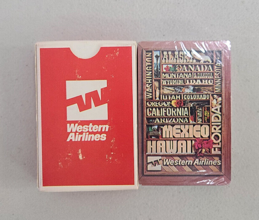 NOS Sealed 1970\'s Western Airlines Playing Cards - Destination Cities Cards WAL