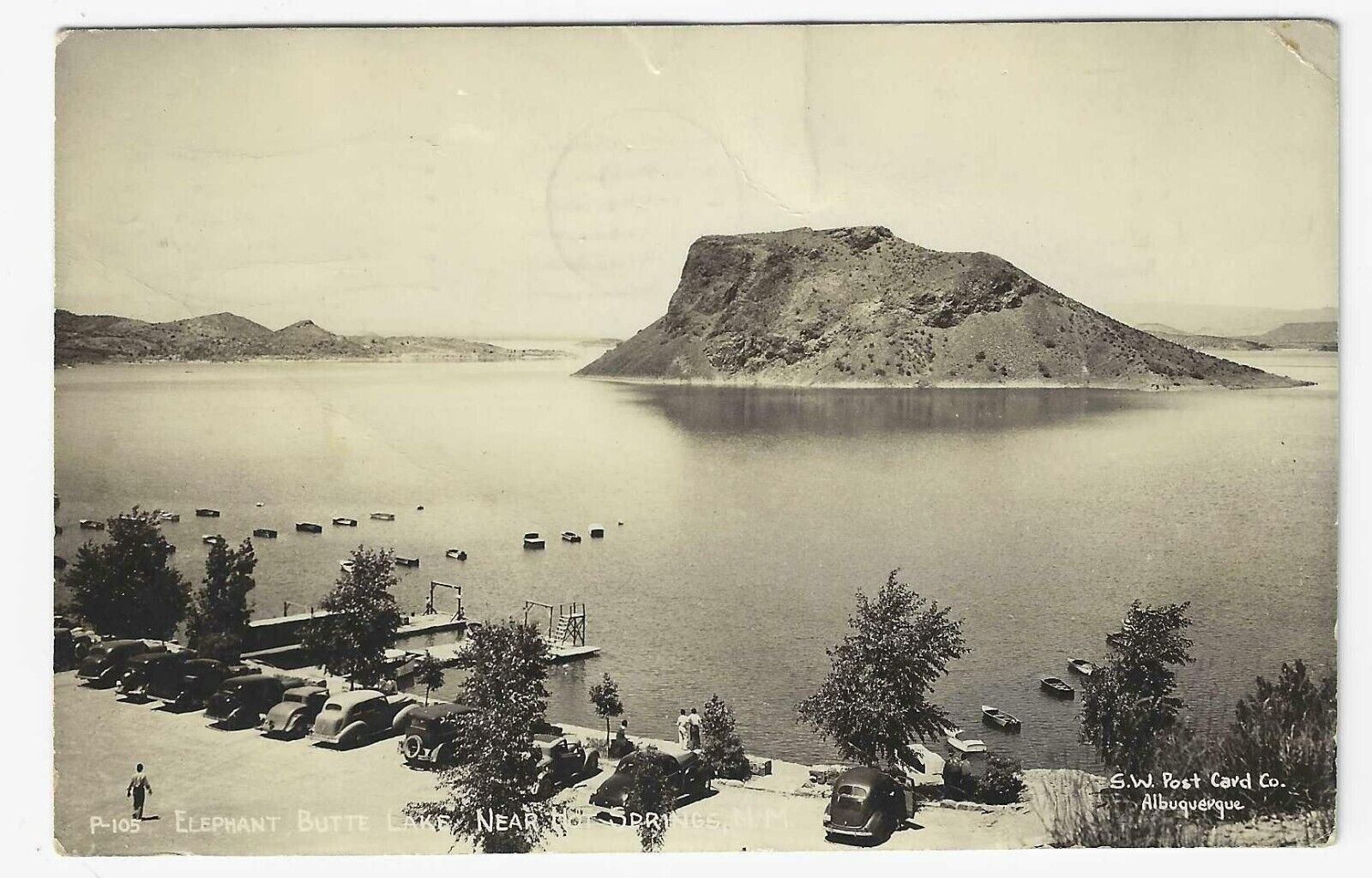 RP Elephant Butte Lake Hot Springs New Mexico 1949 Postcard & Cancel
