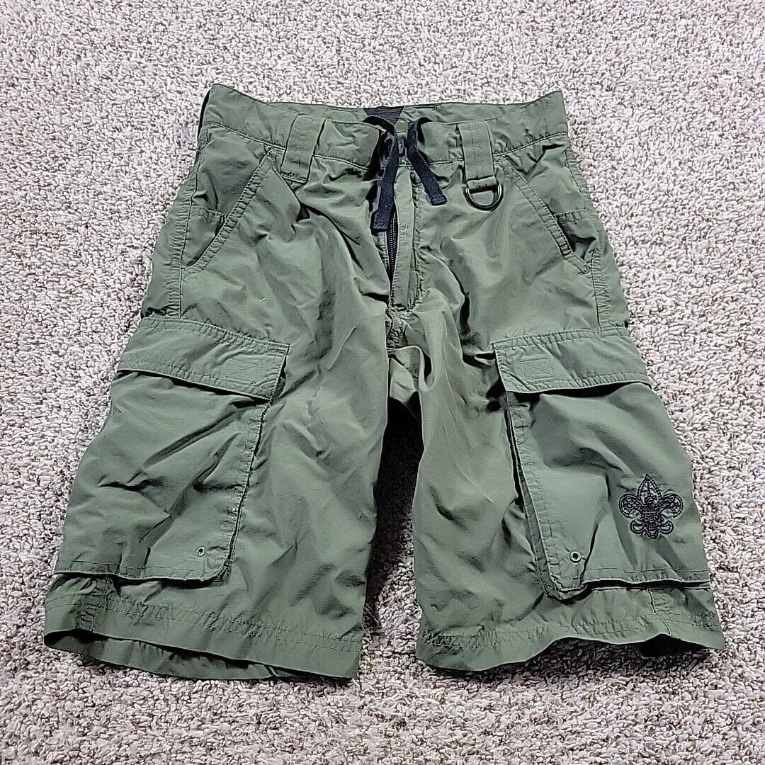 Boy Scouts of America BSA Uniform Shorts Youth Large Green Polyester Stretch 