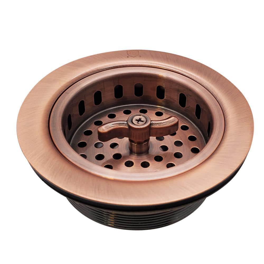 Westbrass Sink Strainer Wing Nut Style Antique Copper Kitchen Basket Stopper