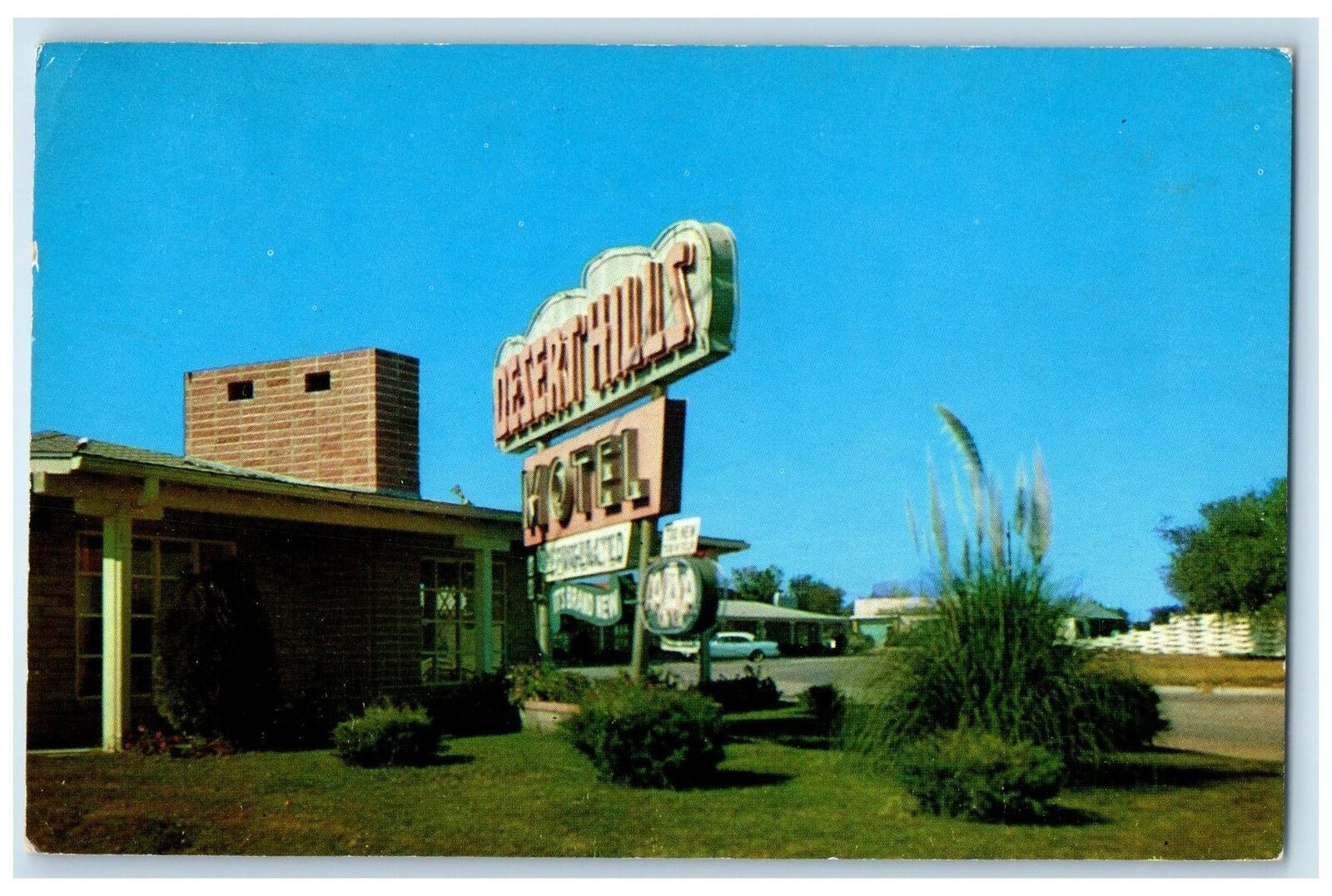 1960 Desert Hills Motel Roadside Hobbs New Mexico NM Posted Signage Postcard