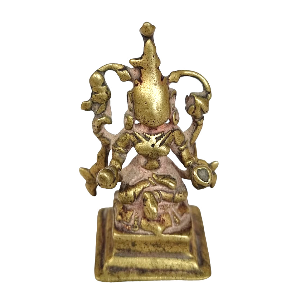 Original 1800\'s Old Vintage Antique Brass Hindu Goddess Laxmi Rare Statue Figure