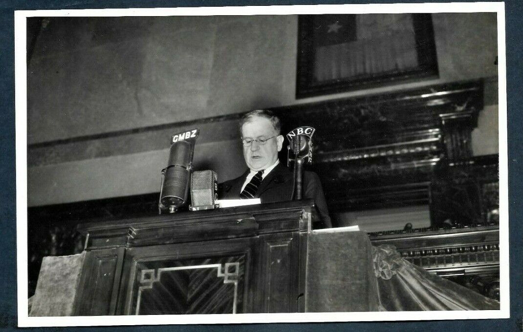 US ACTIVIST & ROOSEVELT INTERIOR MINISTER HAROLD ICKES SPEECH 1938 Photo Y 196