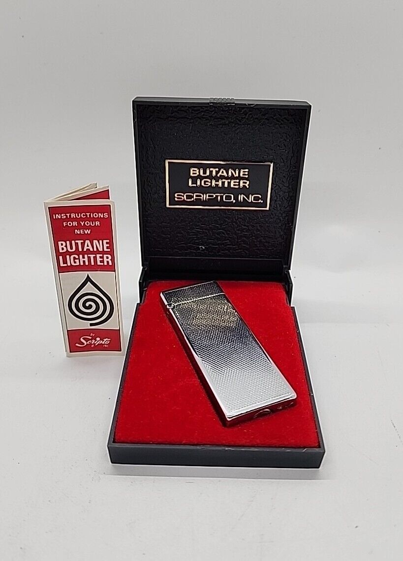 Vintage SCRIPTO  Butane Lighter in Original Case Super Clean U.S.A. Mid Century 