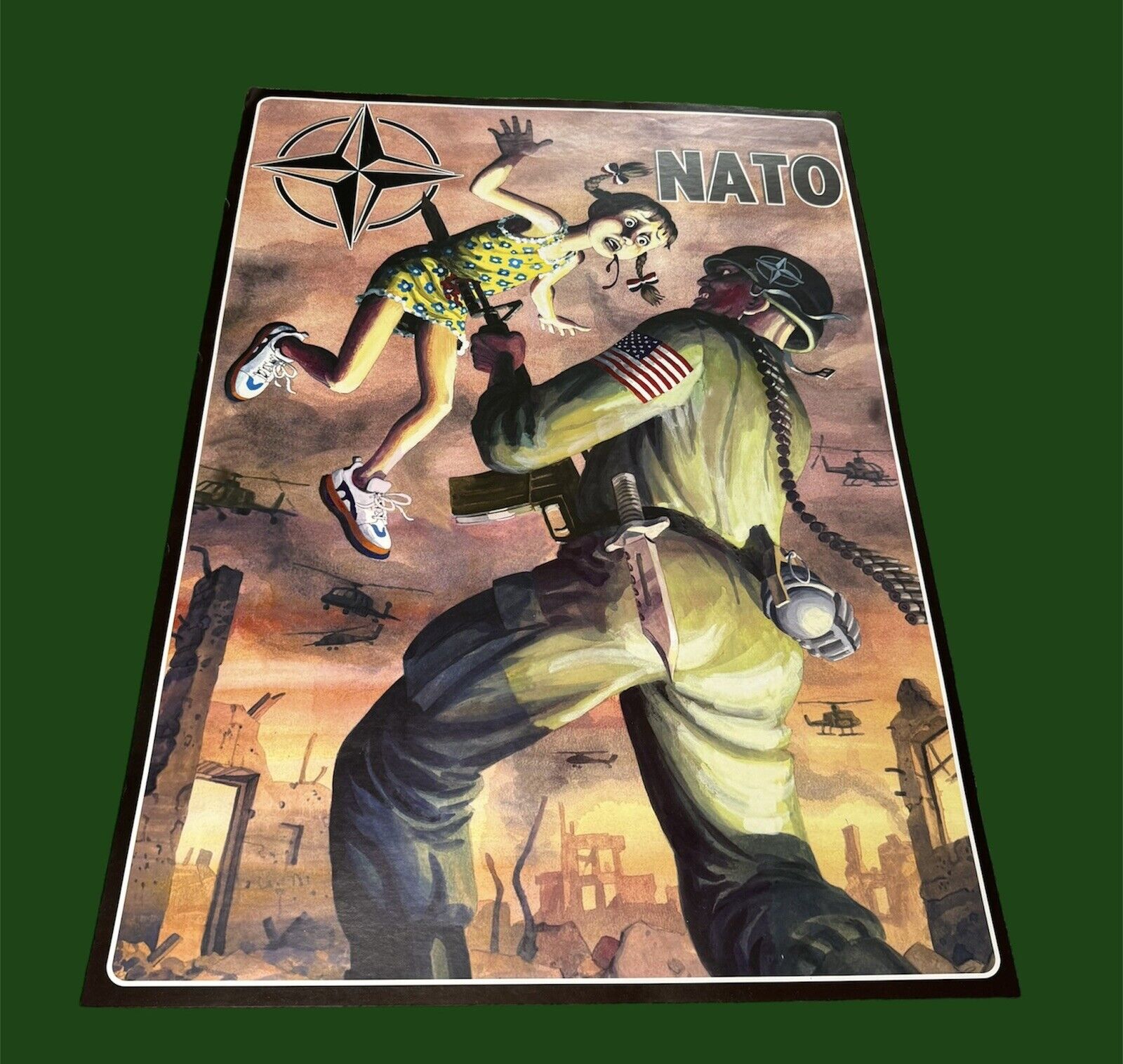 Anti Nato Propaganda Poster Yugoslavia Early 90s Very Rare Communist Communism