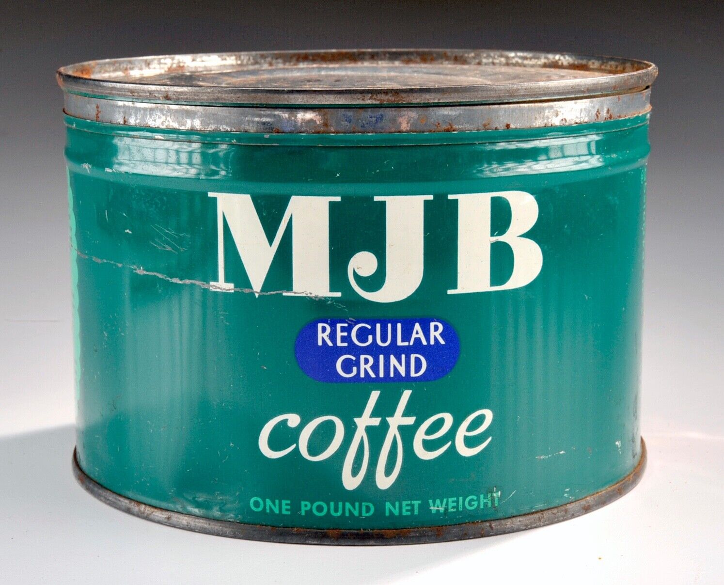 Vintage 1950's MJB Coffee Tin One Pound Short Can San Francisco Ca. - MCM