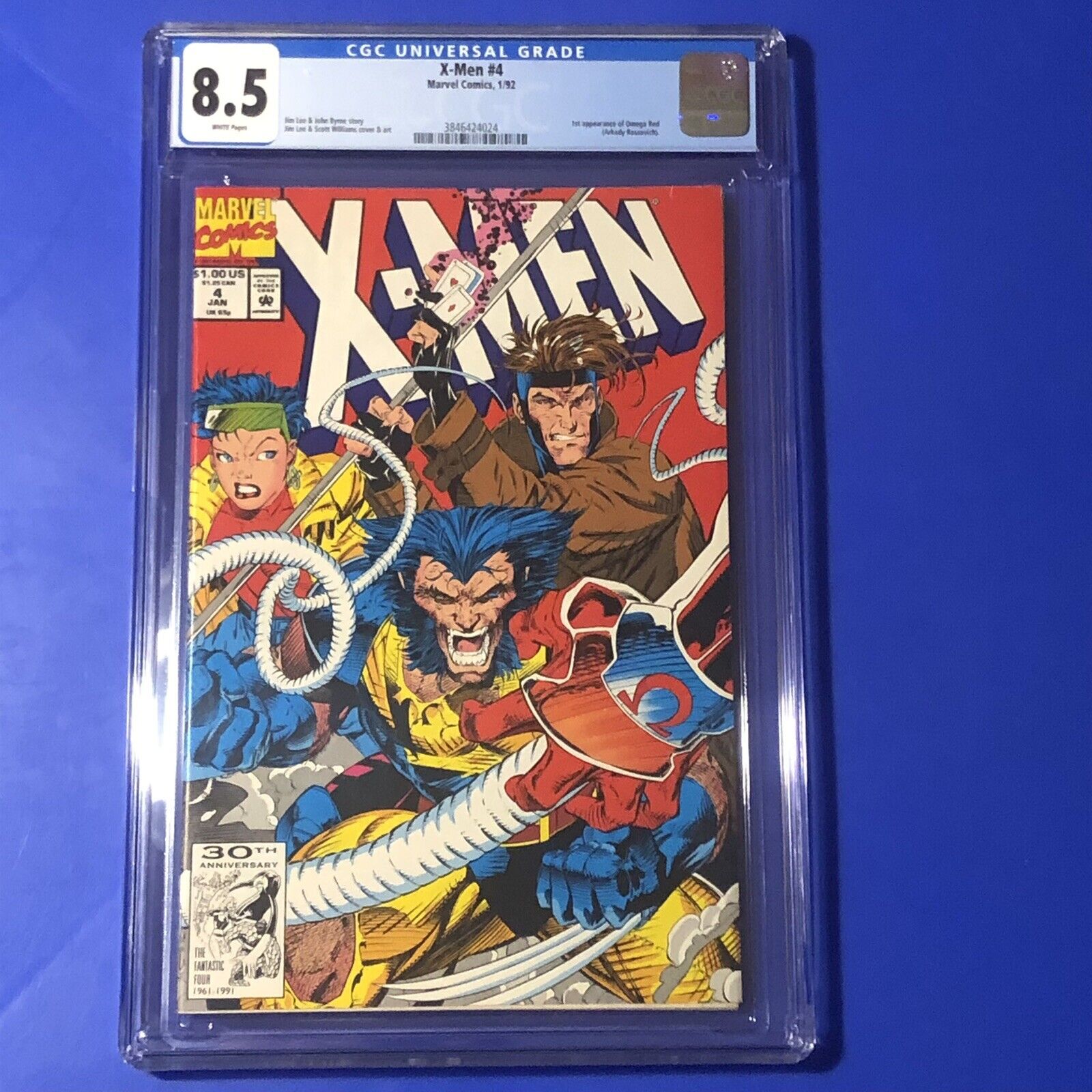 X-MEN #4 CGC 8.5 WHITE PAGES 1st APPEARANCE OMEGA RED JIM LEE Marvel Comics 1992