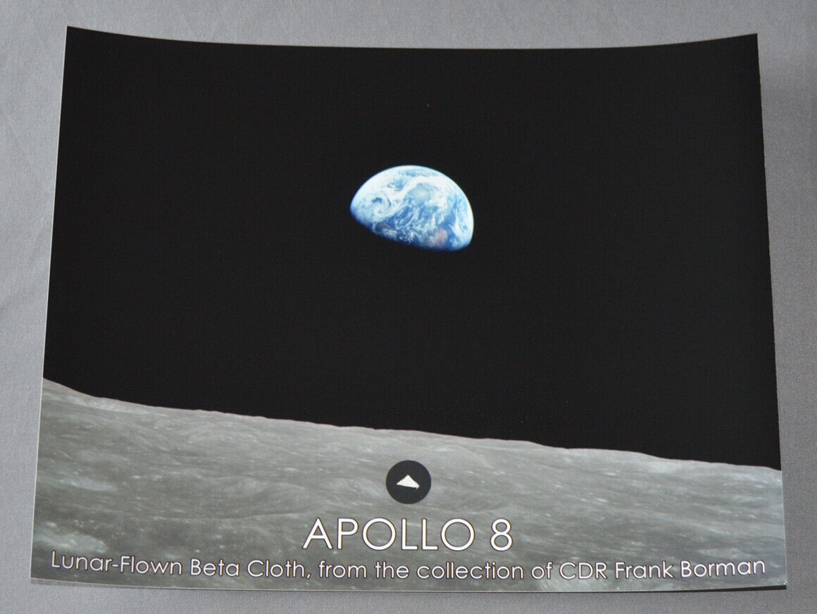 Apollo 8 Space Lunar Flown Beta Cloth Artifact Relic Fragment NASA Moon Borman