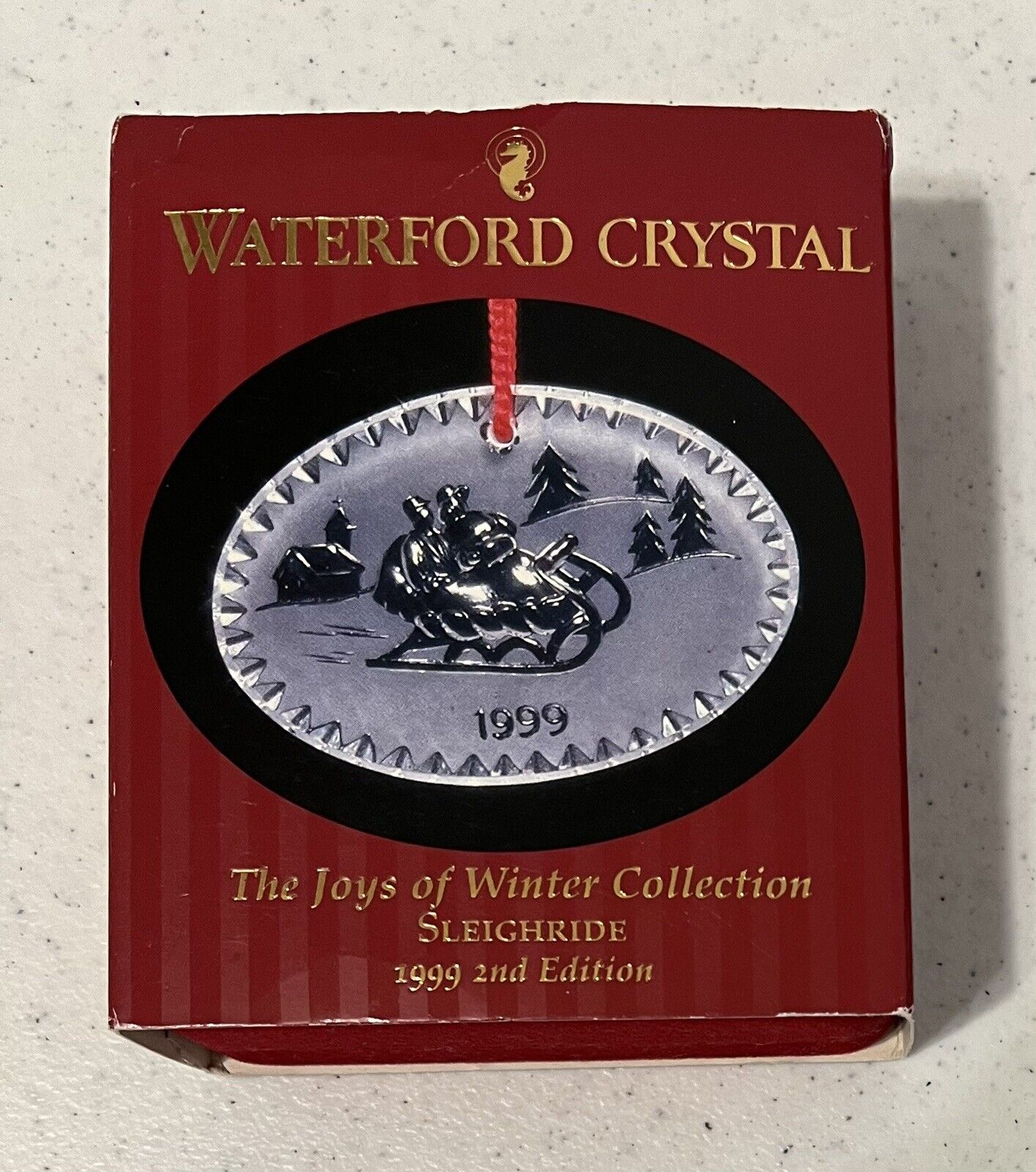Waterford Crystal Christmas Ornament 1999 Joys Of Winter Sleighride
