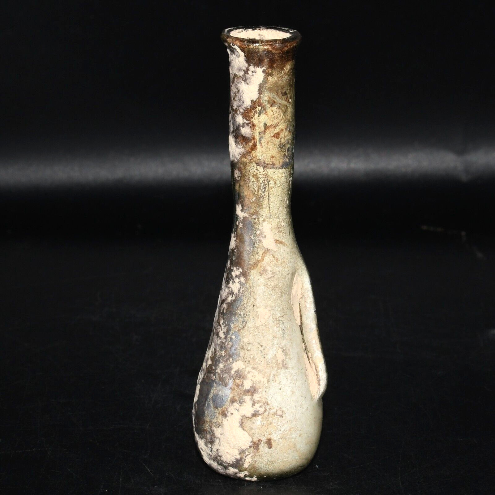 Intact Ancient Roman Glass Bottle Unguentarium Flask Circa Early 1st Century AD