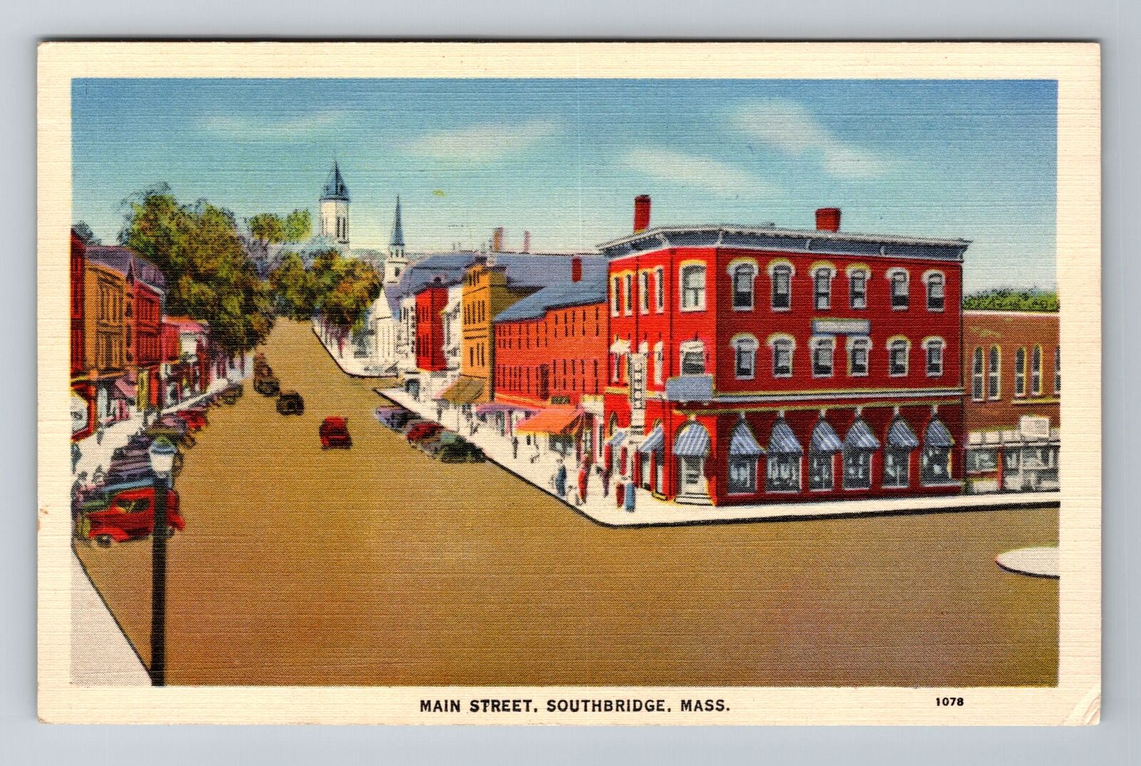 Southbridge, MA-Massachusetts, Main Street Antique c1939, Vintage Postcard