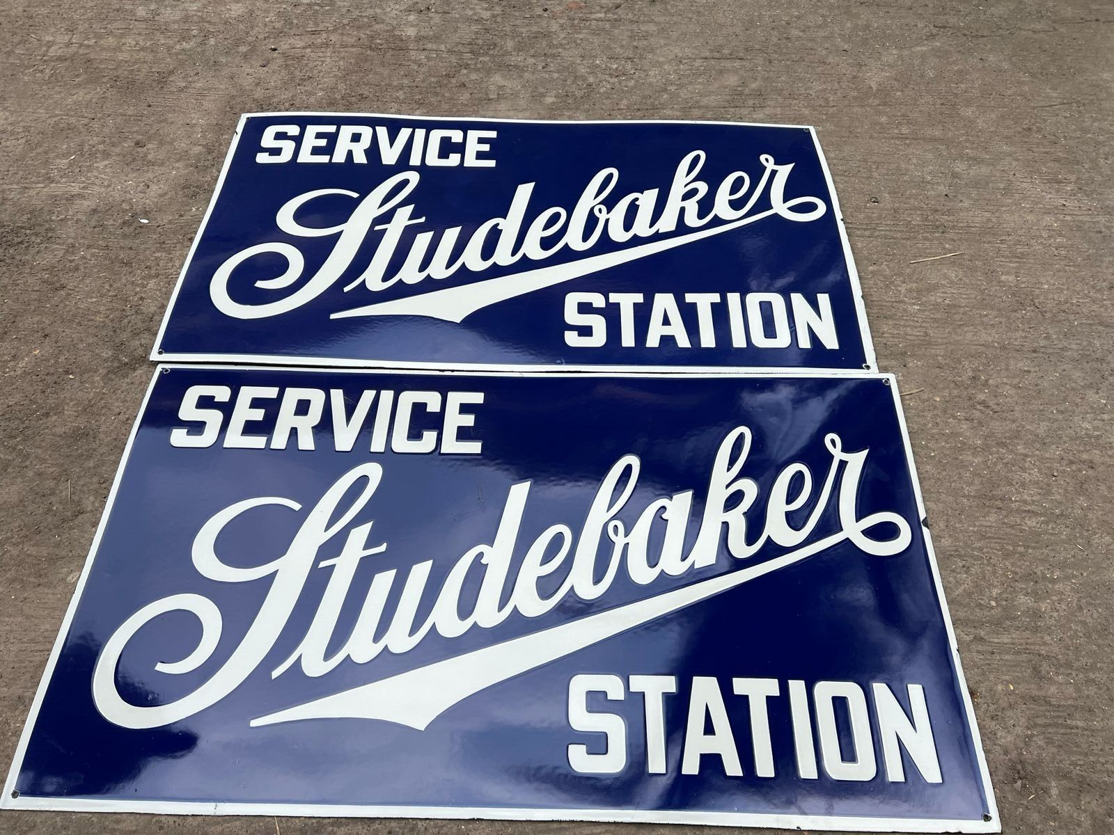 RARE PORCELAIN STUDEBAKER ENAMEL SIGN 42 INCHES DOUBLE SIDED LOT OF 2