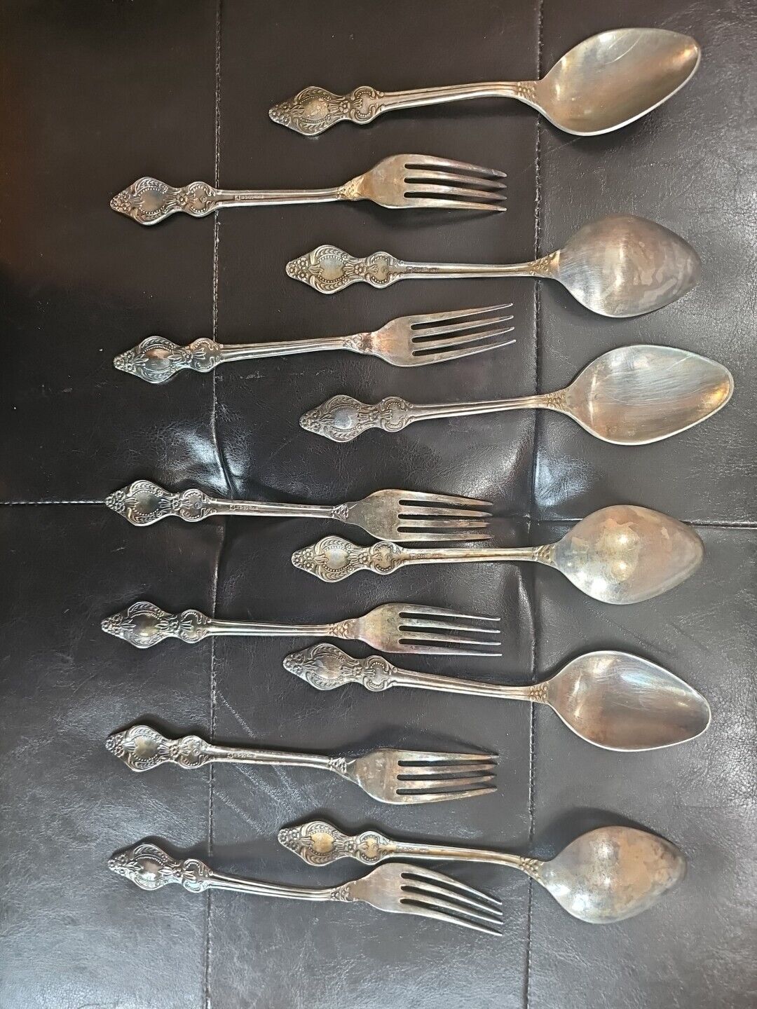 Set of melchiour Soviet era spoons and forks