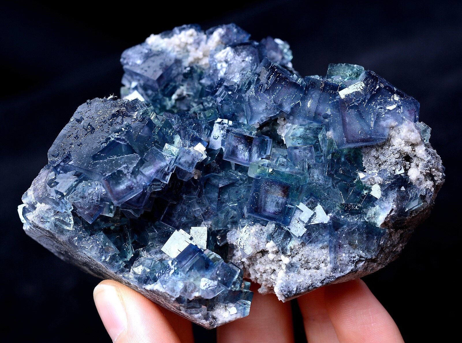 266g Rare Transparent Blue Fluorite Secondary Crystallization Mineral Specimen
