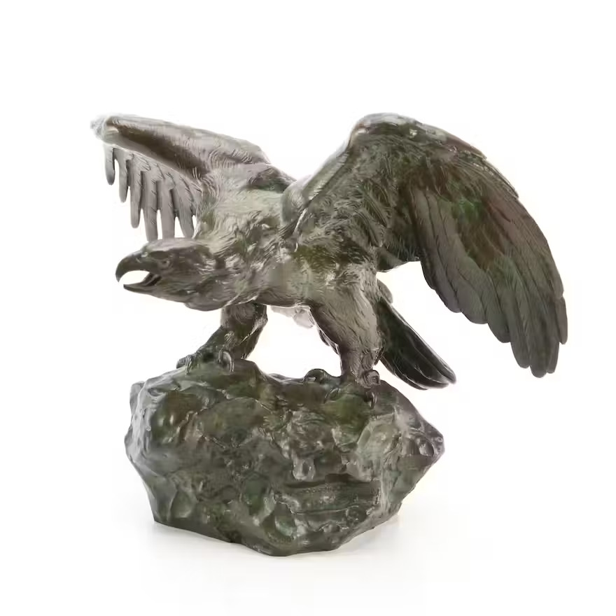 French Bronze Eagle Sculpture after Antoine-Louis Barye & Barbedienne