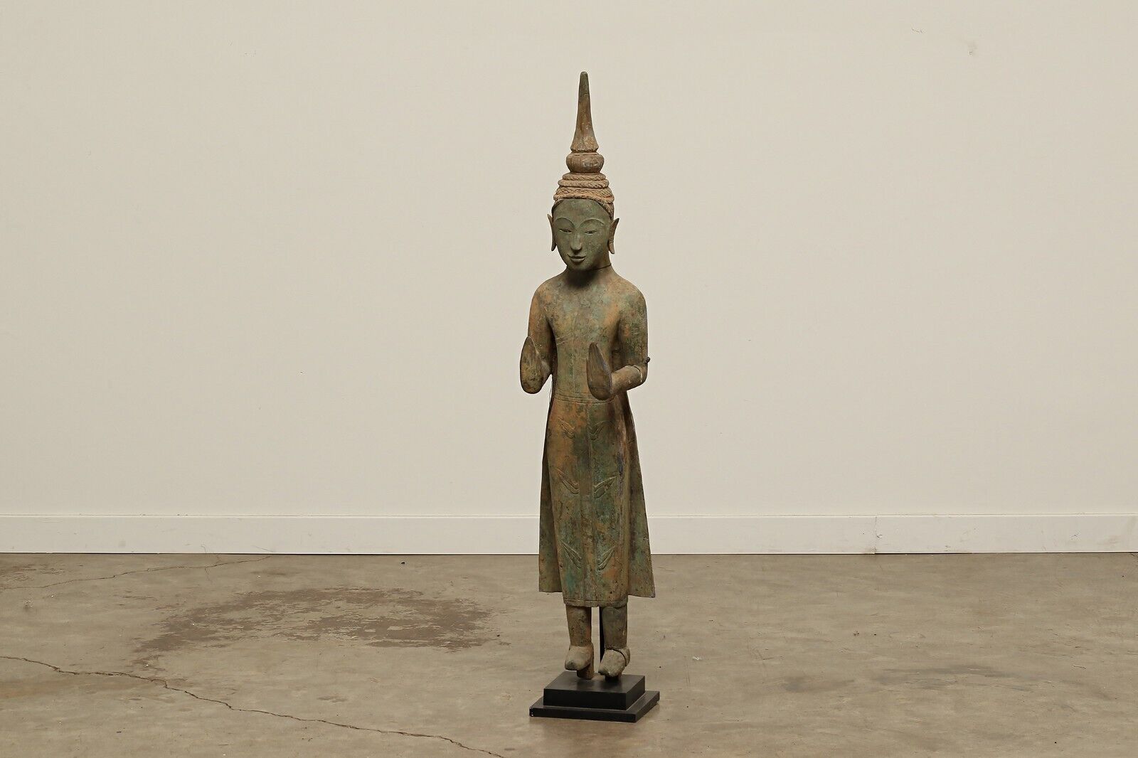 Antique Standing Buddha Statue (Burmese or Cambodian, 19th Century)