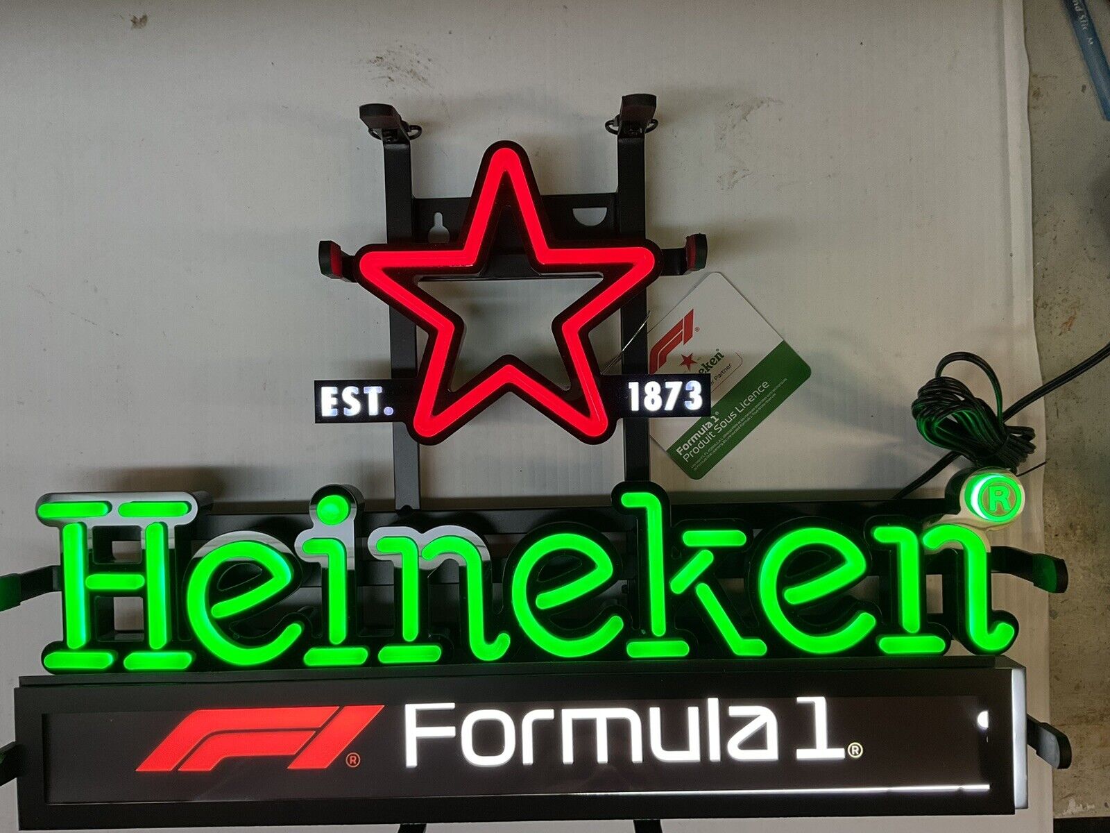 Official Heineken LED SIGN Formula One Under License 17 1/2 X 12 3/4 X 3 Neon