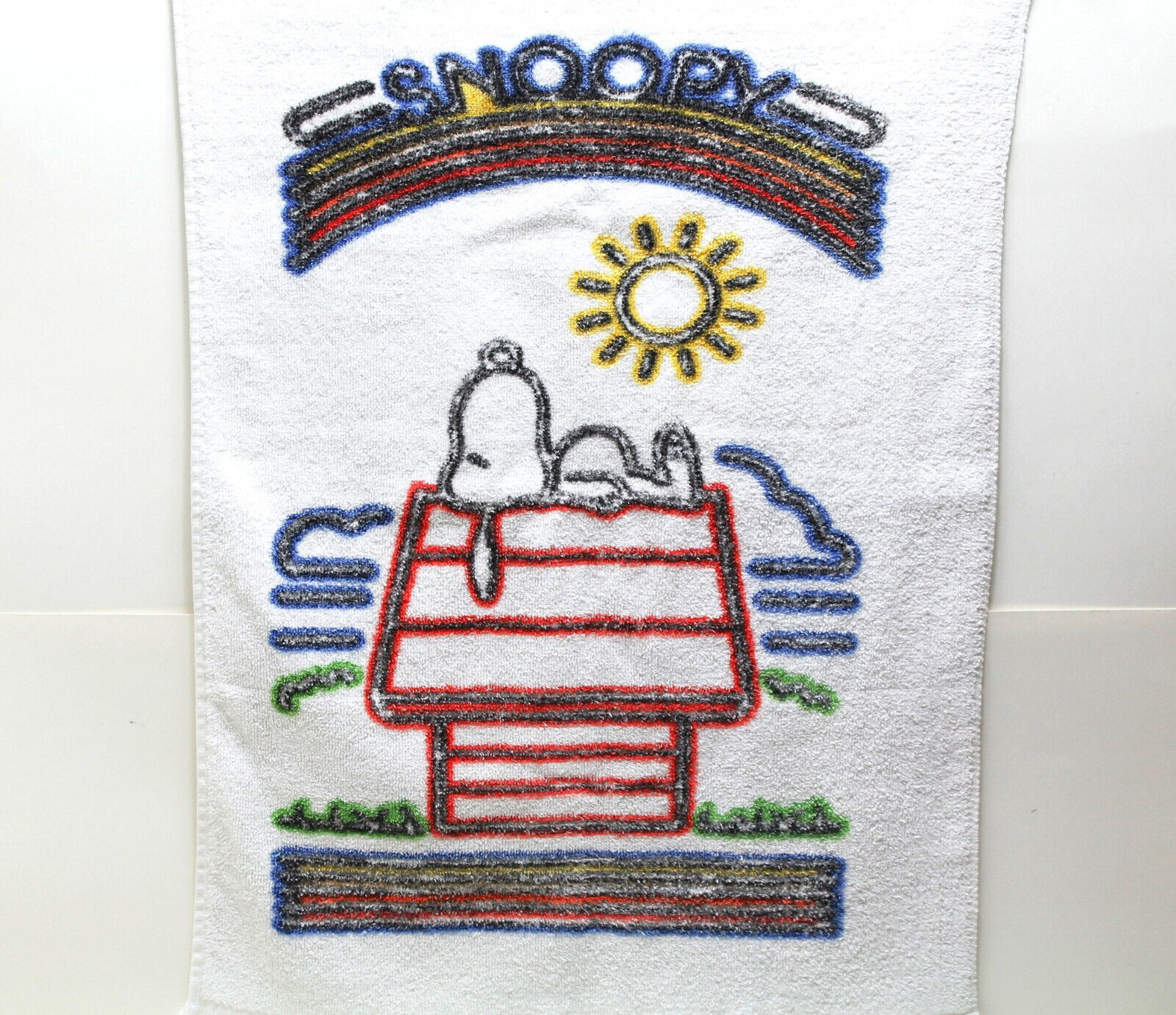 Vintage Snoopy Dish Towel Hand Towel Utica Fine Arts J.P. Stevens White 22\