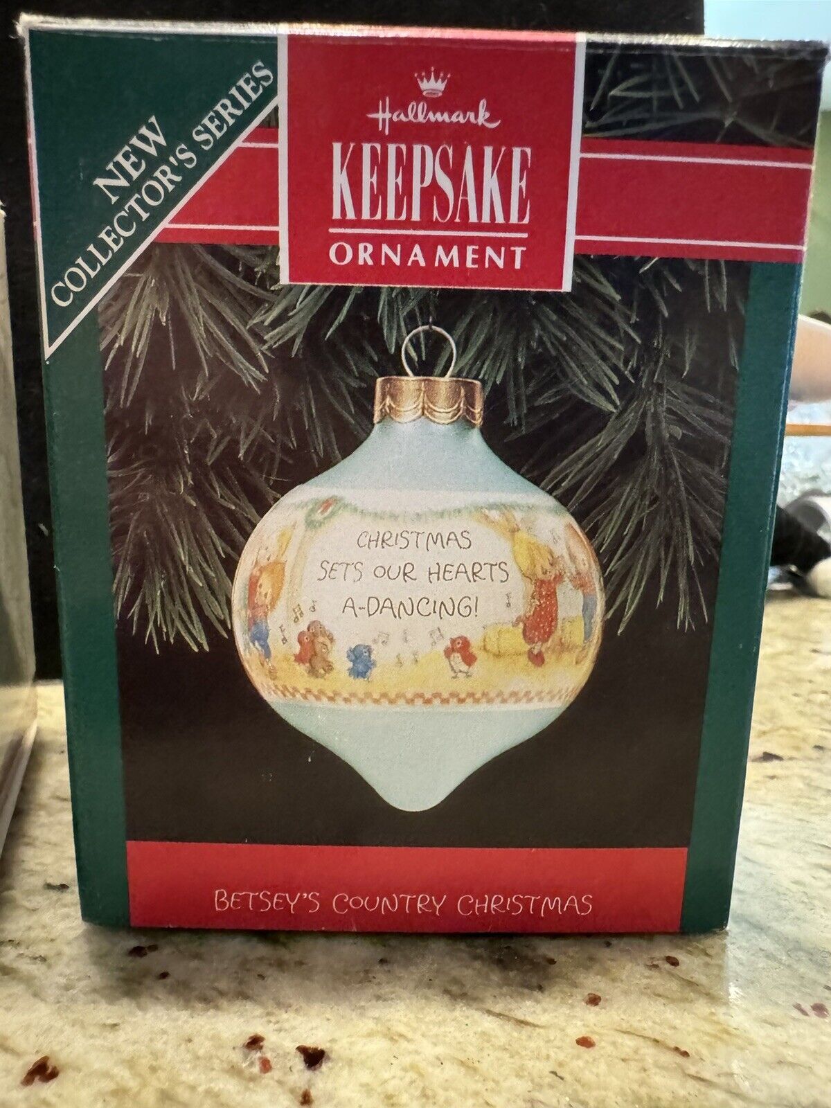 Vintage Hallmark Betsey\'s Country Christmas Ornament Keepsake 1992 Glass In Box 
