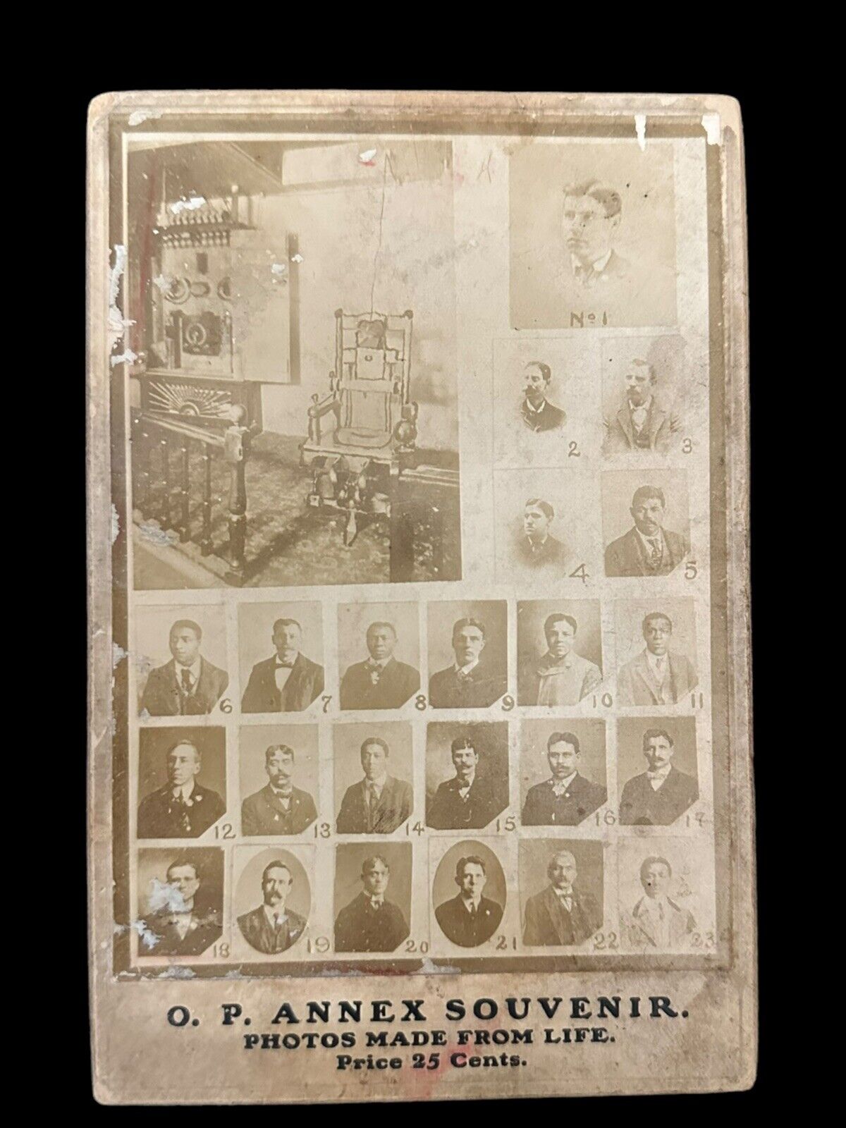 1900s Cabinet Card Ohio Penitentiary annex photo Electric chair souviner macabre