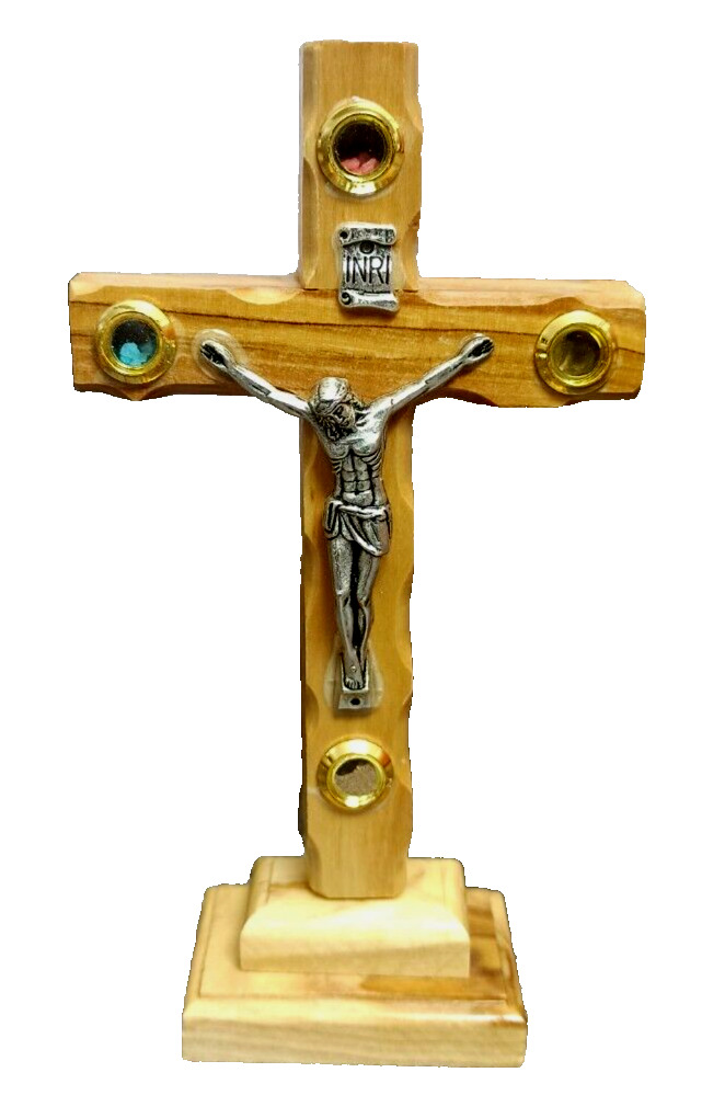 Cross Crucified Olive Wood Jesus With Incense And  Jerusalem