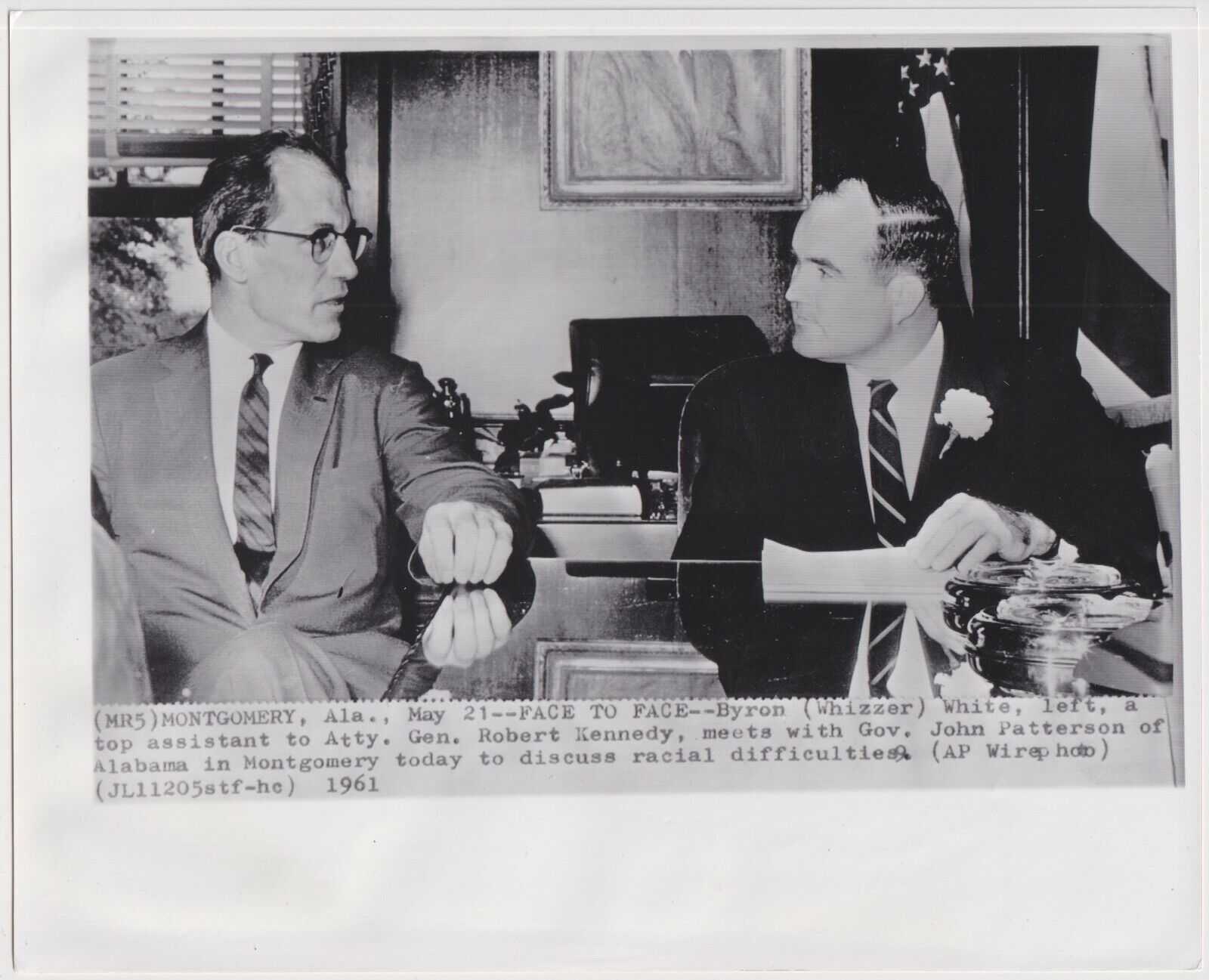 RACIAL DISCUSSIONS on ALABAMA RIOTS JFK Justice Dept. * Civil Rights 1961 photo