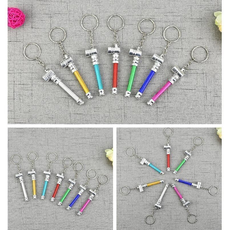 9pcs Metal Pipes Keychain Smoking Pipe Key Ring Mini Pipe Smoke Gifts