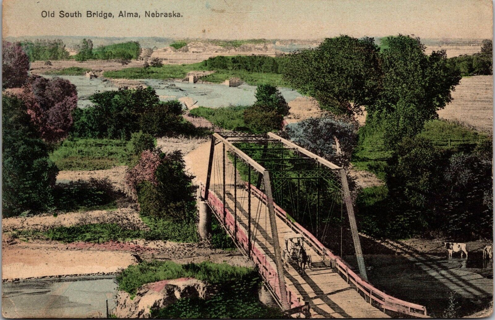 Old South Bridge Alma Nebraska Postcard PC133