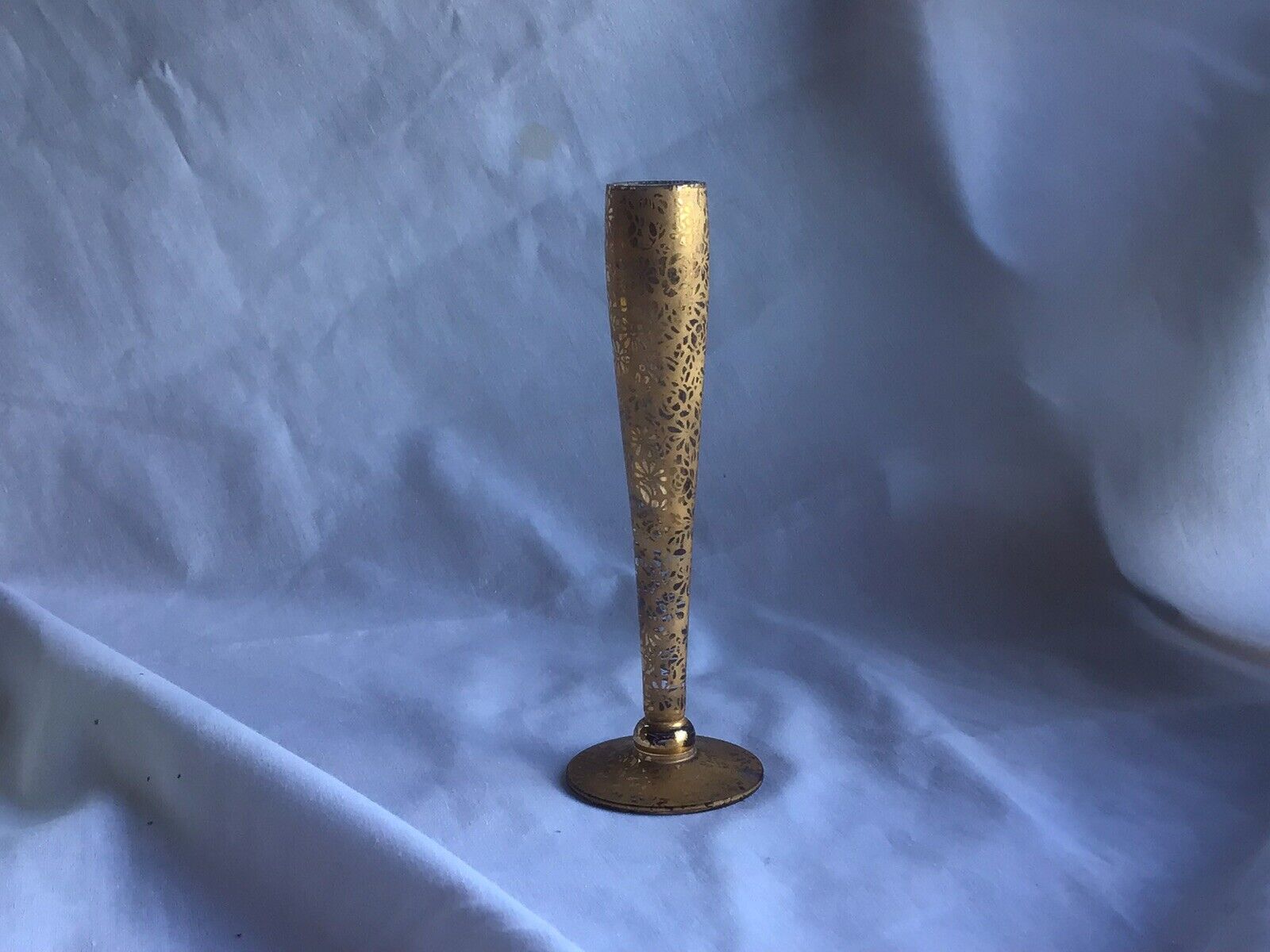 Elegant Antique Bud Vase Gold Filagree Pattern