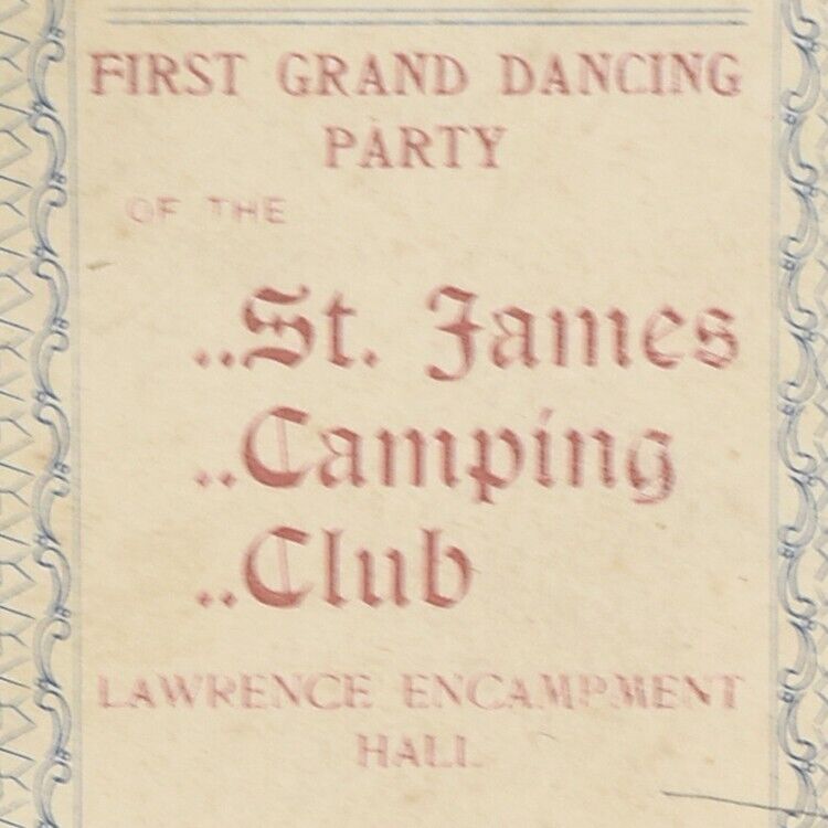 1897 St James Camping Club Dance Condit's Orchestra Cambridge Harvard University