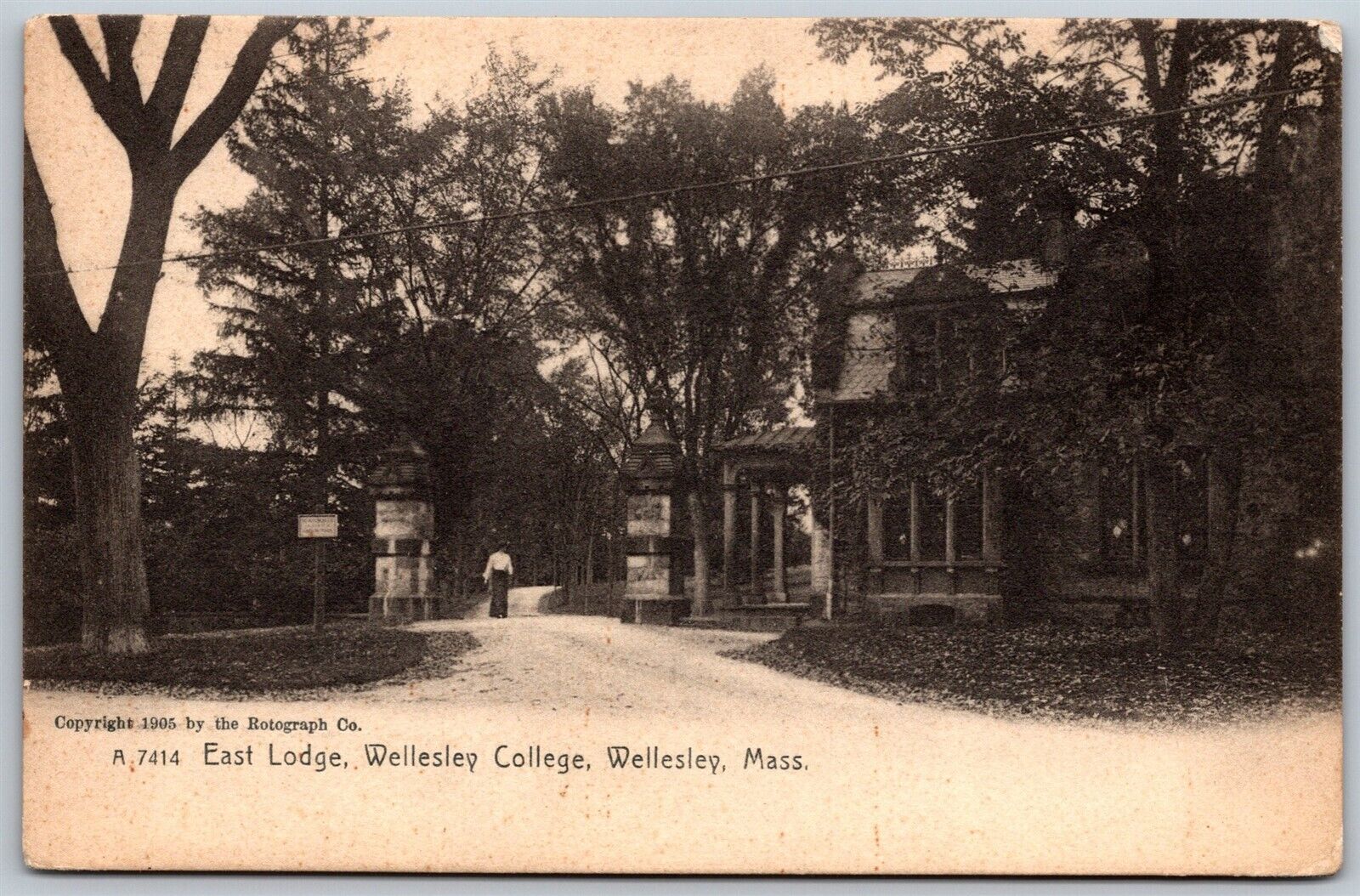 Vtg Massachusetts MA Wellesley College East Lodge 1905 Rotograph View Postcard