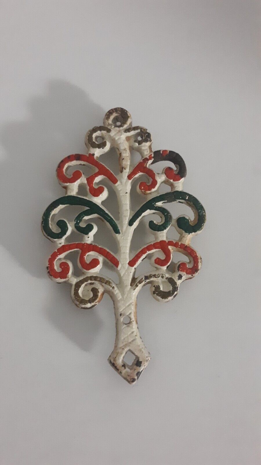 A Vintage  Trivet  Tree Shaped  Multicolored  Preowned