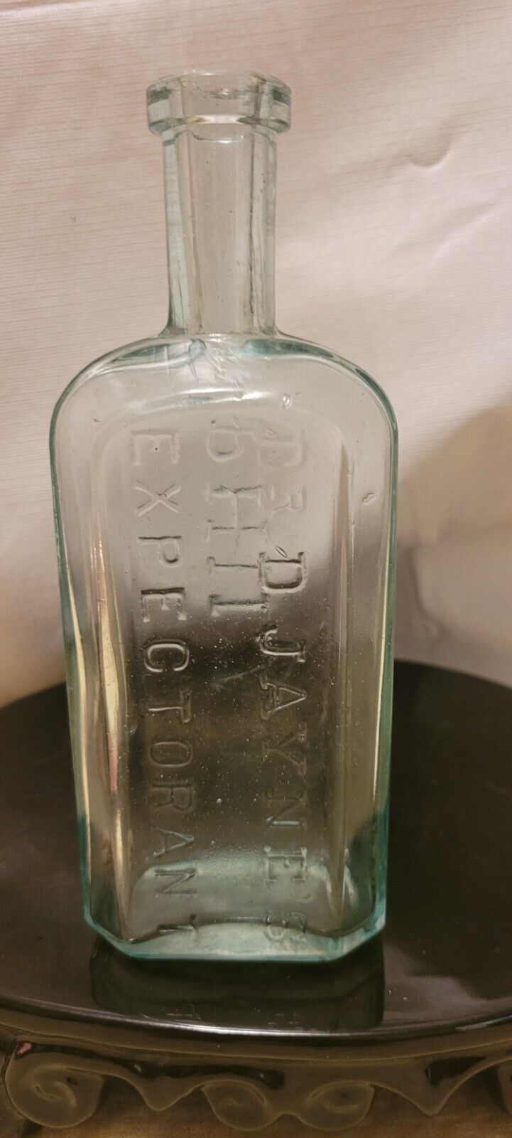 Antique Dr D Jaynes Expectorant Aquamarine Glass Bottle