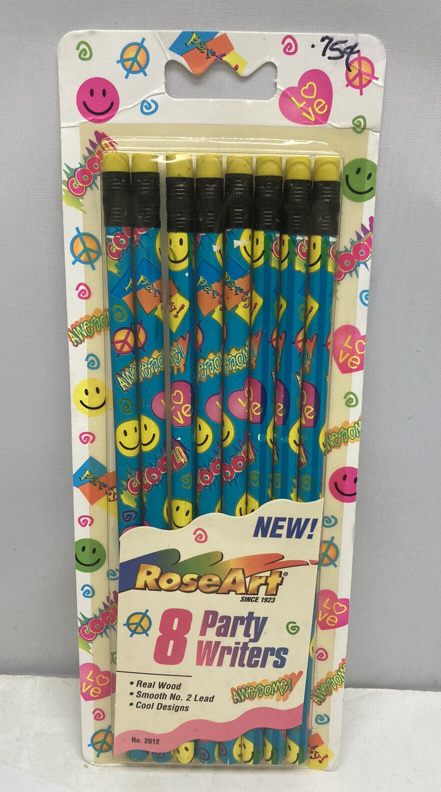 Vintage RoseArt Party Writers No 2 Smooth Lead Pencils NOS Real Wood 1996 School