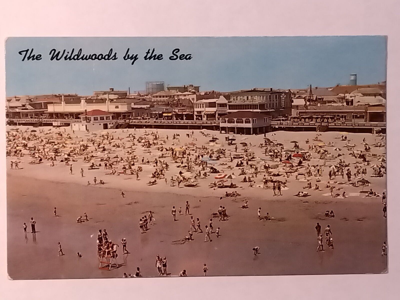 Boardwalk  Hunts Pier Wildwood By The Sea Aerial View People Swimming Postcard