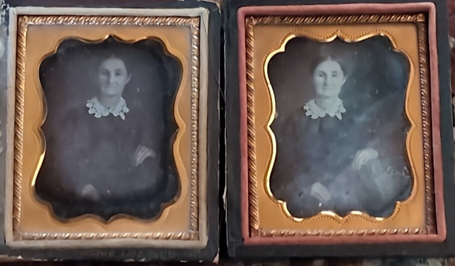 2 Dags Same Woman Antique Daguerreotype Ninth Plates American Photograph
