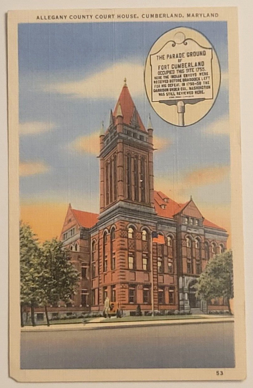 Allegany County Court House, Cumberland, Maryland postcard.