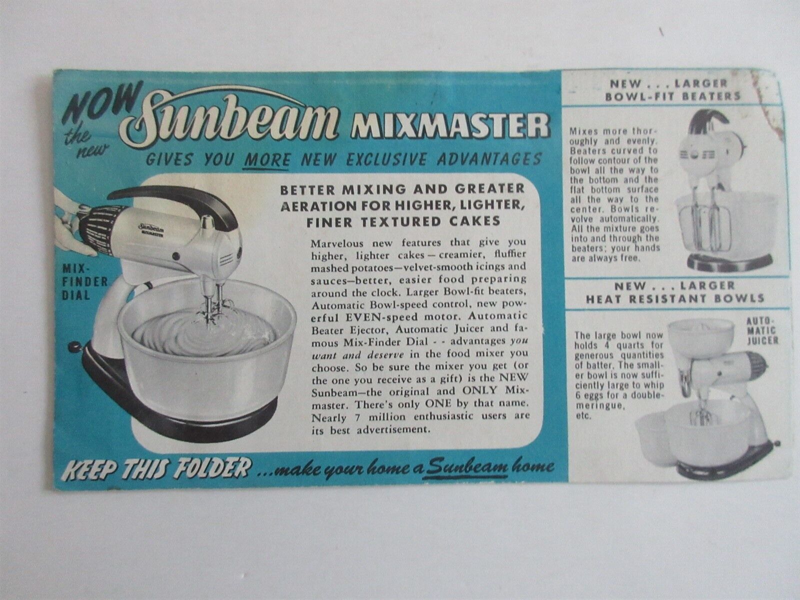 vintage SUNBEAM Mixmaster, Waffle Baker, Egg Cooker ShaveMaster brochure