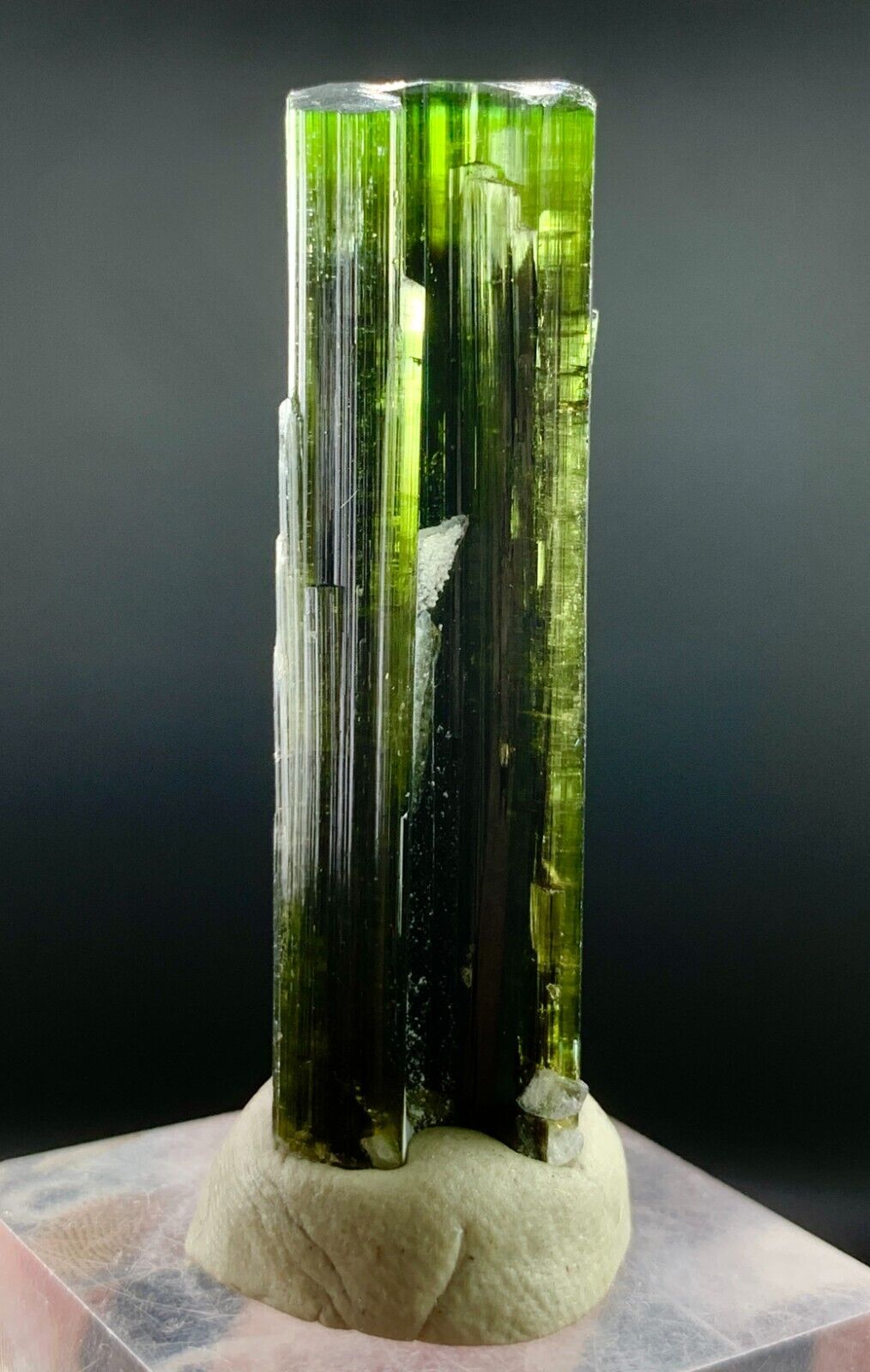 10 Gram. Stunning Very Interesting Natural Green Cap Tourmaline Crystal.