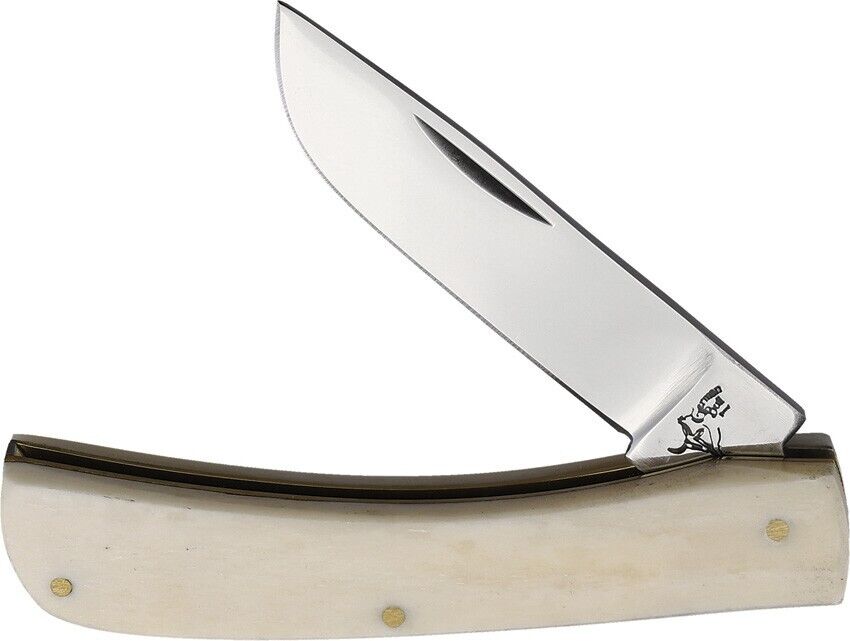 German Bull Dirt Buster Folding Knife Stainless Steel Blade White Bone Handle