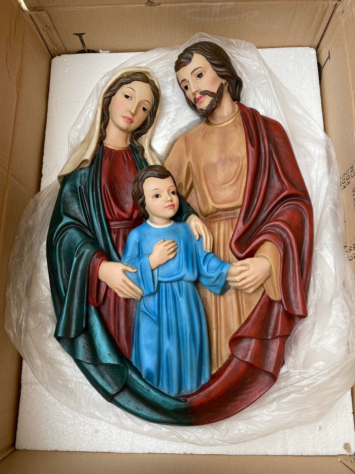 Christmas Decoration Jesus Family Wall Mount Plaque Figure Color Version